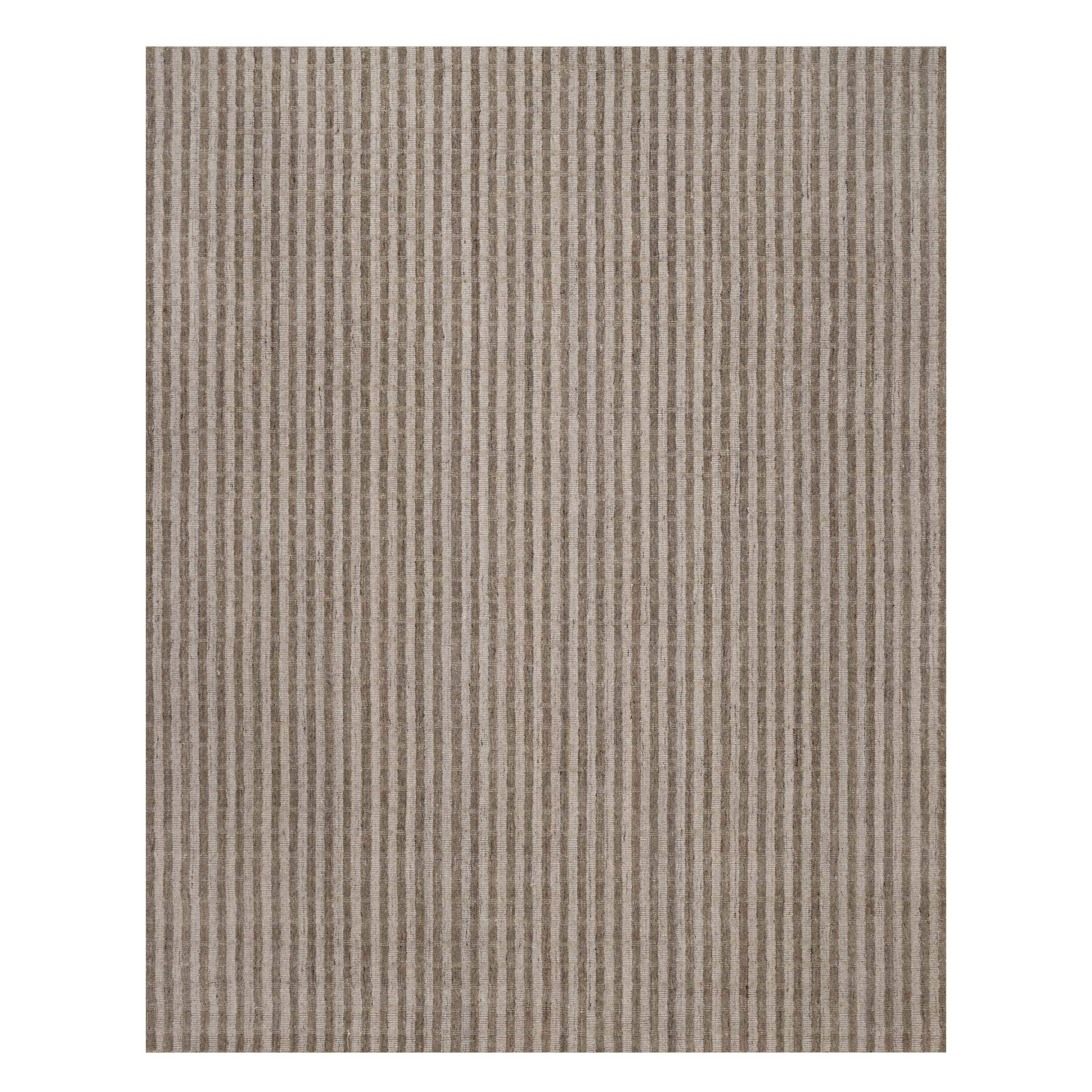 Tan and Chocolate Brown, Vertical Stripes Design with Salt and Pepper Effect, Hand Loomed, Undyed Natural Wool, Oriental Rug